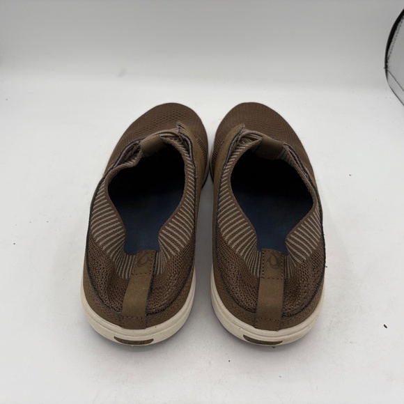 Olukai Makia Ulana Kai Brown Leather and Mesh Knit Shoes Mens Size 10 - Picture 3 of 15